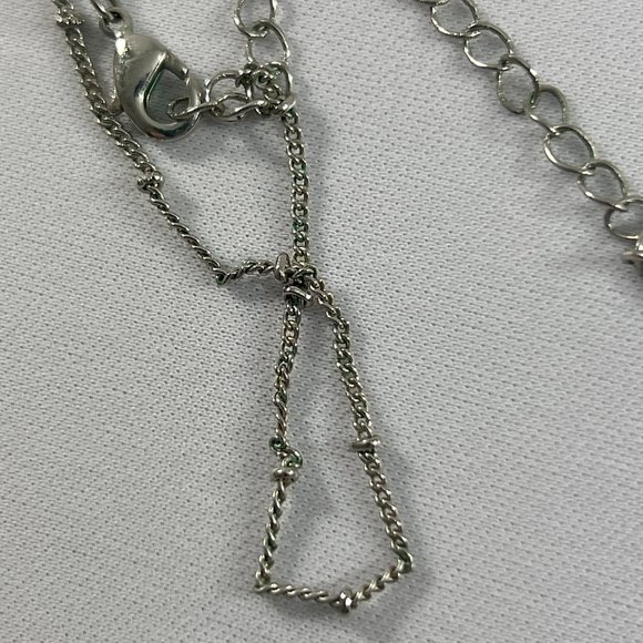 Etc! Necklace Silver Tone Dangle Charms Owl Leaf Heart Eiffel Tower Rhinestones - Picture 10 of 12